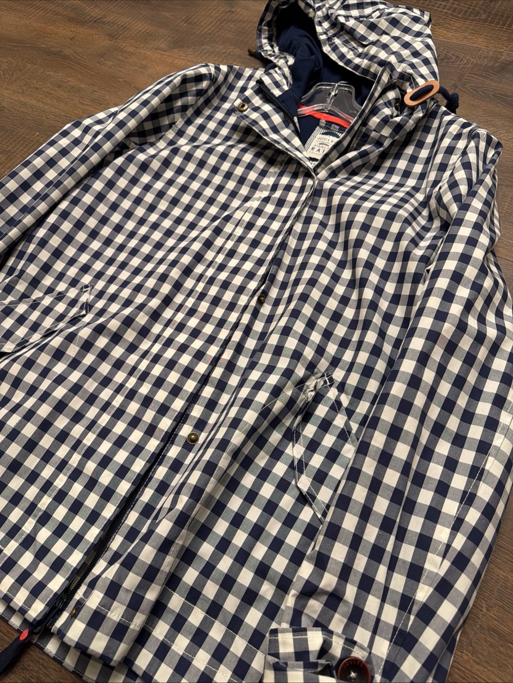 Joules Right As Rain Gingham Waterproof Rain Jacket US 12 - Picture 2 of 4